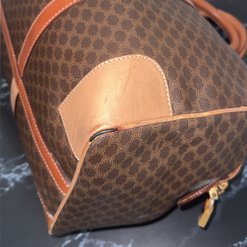 CELINE Macadam Boston Bag M13 Travel Duffle Bag Brown AUTHENTIC - Picture 13 of 16